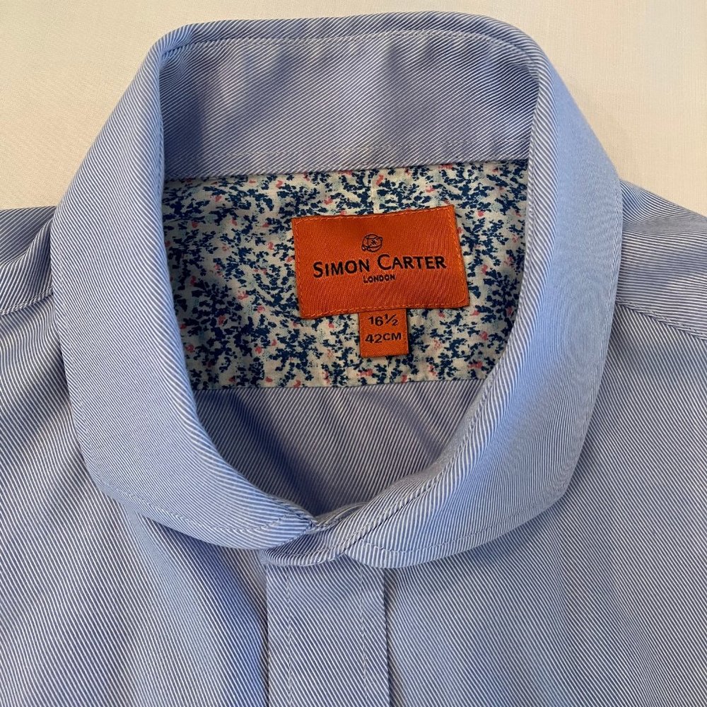 Simon Carter Men's French Cuff Tailored Button-Down Shirt Tailored Fit 16.5-36